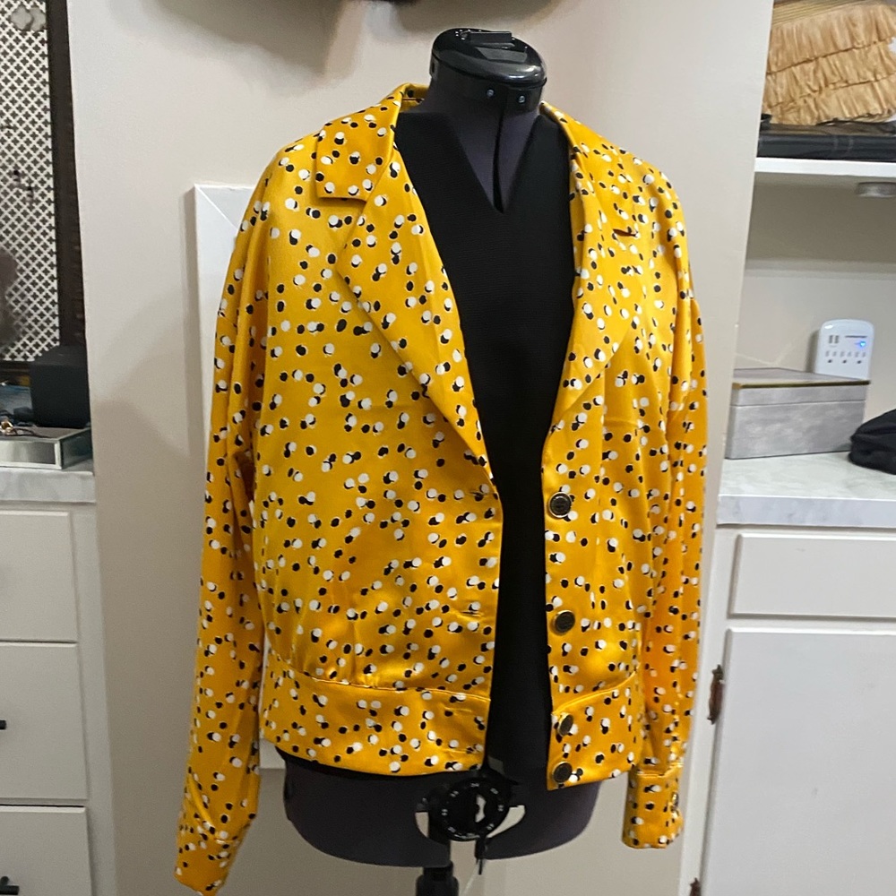 MARC NEW YORK YELLOW DOTTED BUTTON DOWN JACKET
